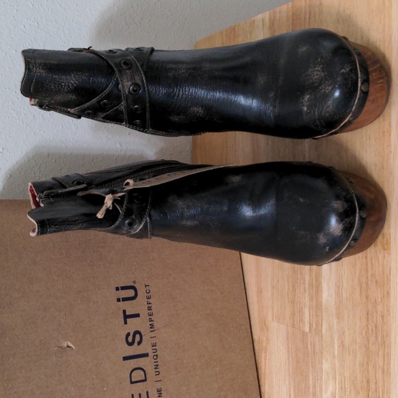 SOLD Bed Stu ADORE Black Handwash Leather Wedge Boots sz 10 ULTRA RARE - Picture 9 of 12